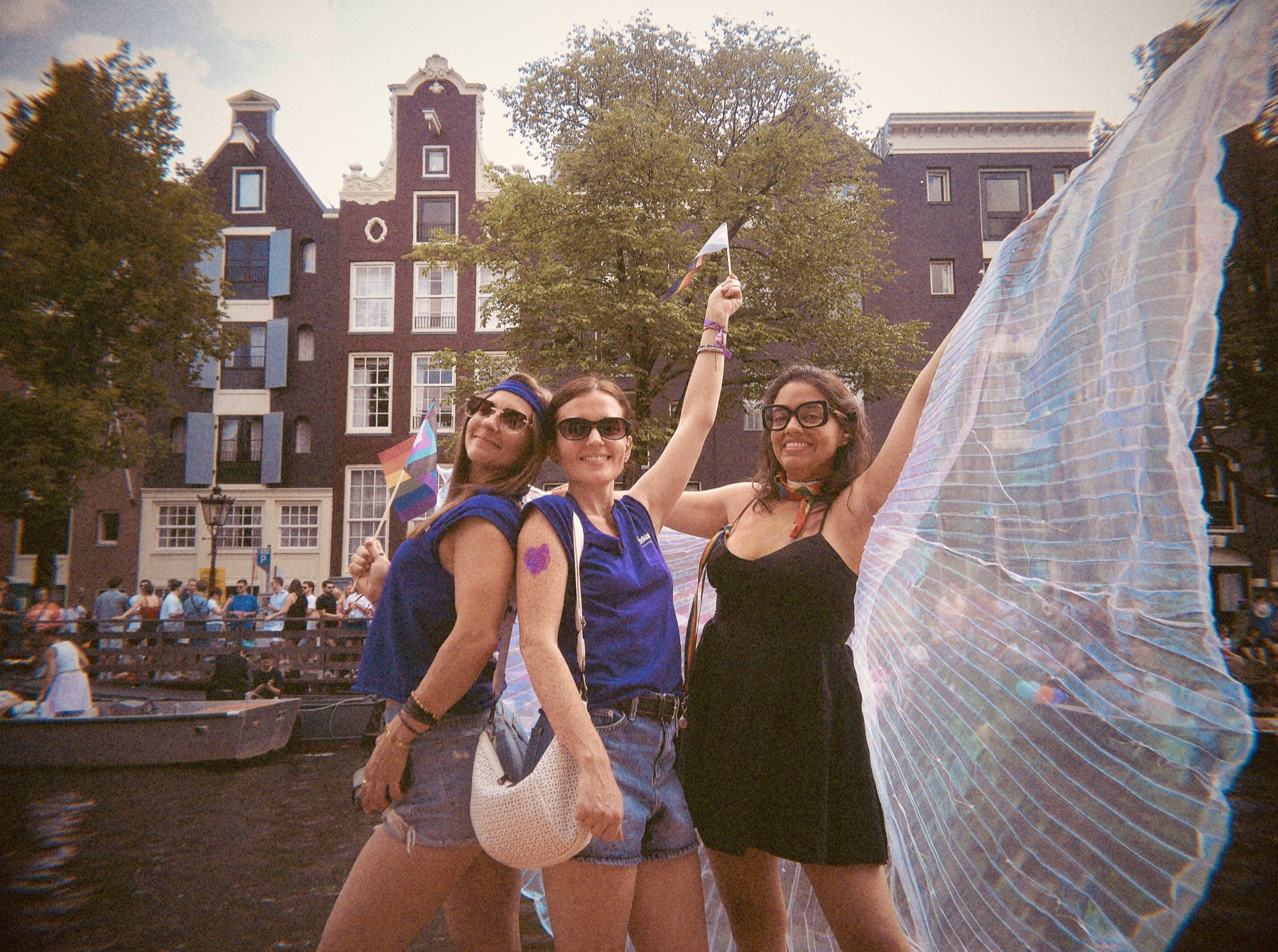 Amistara friends celebrating together at WorldPride in Amsterdam