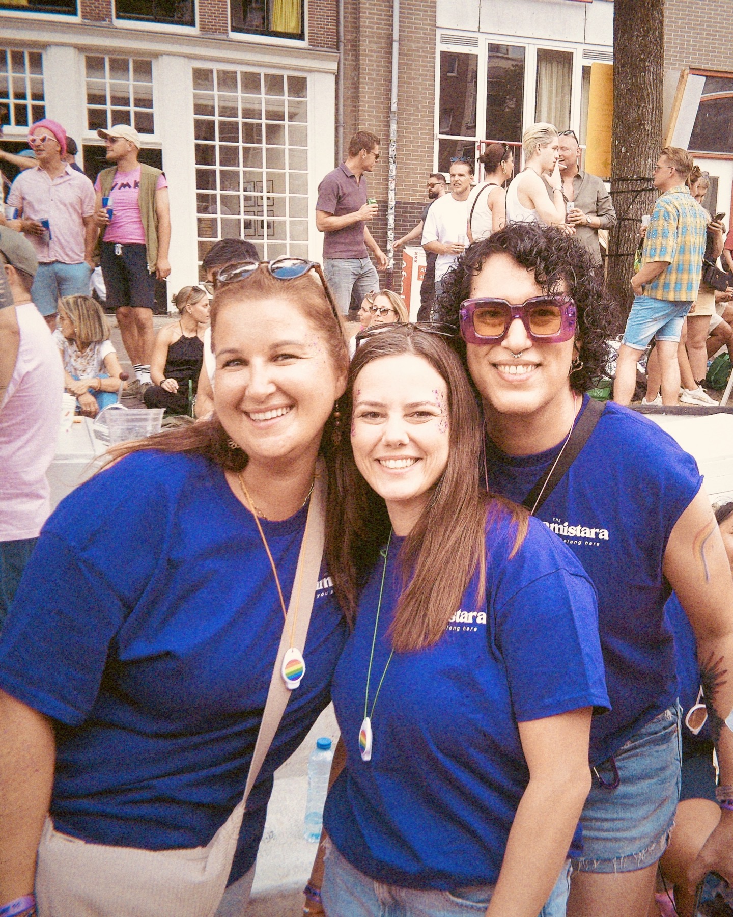 Friends wearing their Amistara shirts